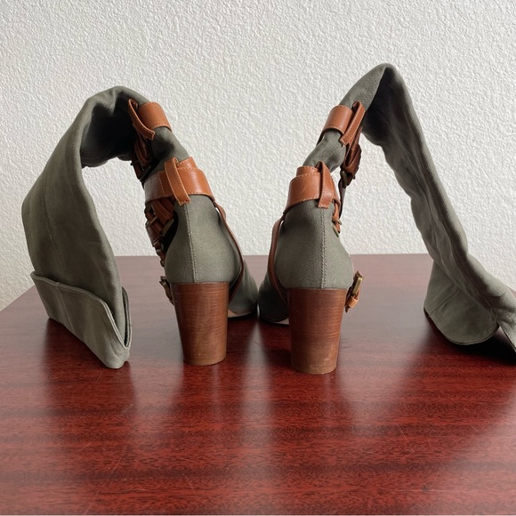 COLISEE DE SACHA Green Brown Knee High Boots Size 38 - Picture 6 of 10
